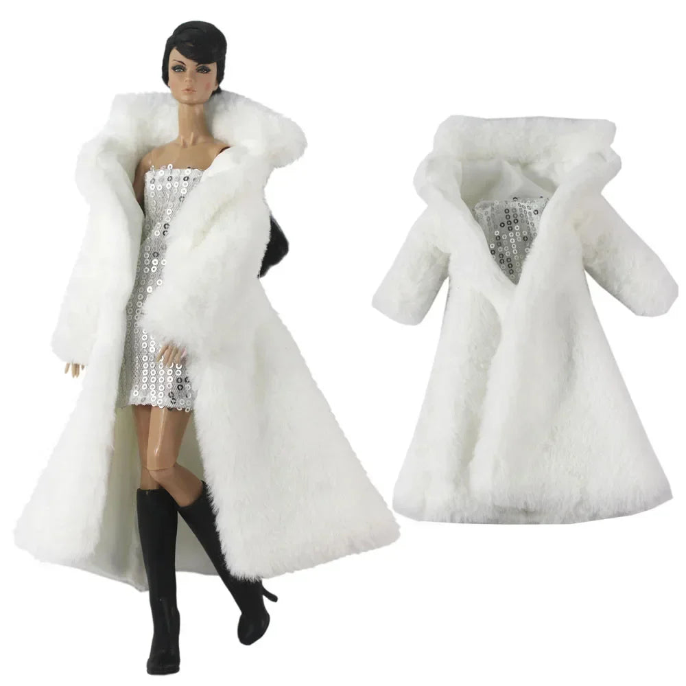 1:6 Scale Doll Clothes – Fur Coat Dress Outfit for 11.5" (30cm) Dolls, Multiple Styles, Gift for Girls