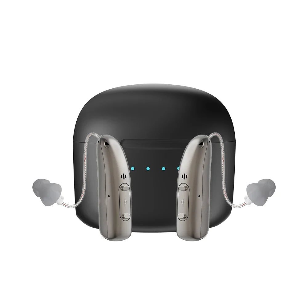 Rechargeable Digital BTE Hearing Aid - Adjustable Volume Portable Hearing Amplifier for Seniors & Adults