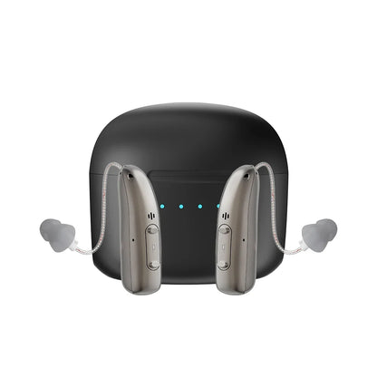 Rechargeable Digital BTE Hearing Aid - Adjustable Volume Portable Hearing Amplifier for Seniors & Adults