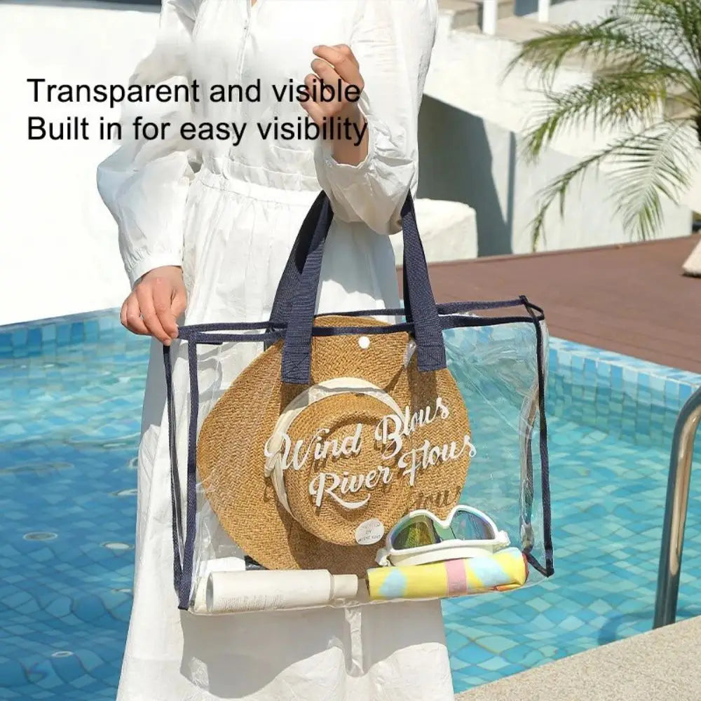 Transparent Waterproof Portable Cosmetic Bag - Fashionable PVC Travel & Beach Bag