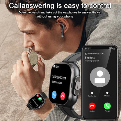 2024 Smart Watch 2 in 1 with Earphone – Bluetooth Call, GPS Tracking, Heart Rate Monitor, Music Playback