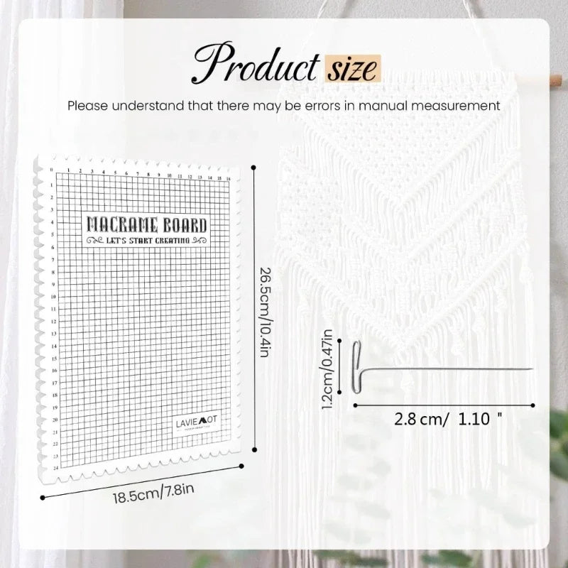 Creative Macrame Grid Board – DIY Handcraft Knitting & Wool String Mat