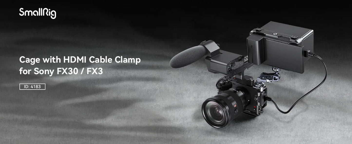 SmallRig Camera Cage for Sony FX30/FX3 – Rig Kit with Cable Clamp, Cold Shoe & NATO Rail Accessories (Model 4183)