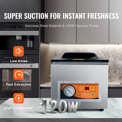 SucceBuy DZ-260S Chamber Vacuum Sealer — 260W Vacuum Packing Machine with 10.2" Seal for Wet Foods & Meats, Home Kitchen Use