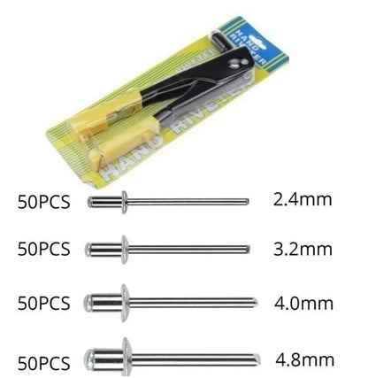 Heavy Duty Hand Riveter Gun Kit – 60/120/200/380pcs Blind Rivet Set with Pliers for Automotive & Home DIY Projects