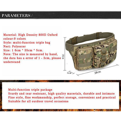 Men’s Waterproof Oxford Cloth Belt Bag – Outdoor Waist Pack for Hiking, Camping, Fishing, and Mountaineering