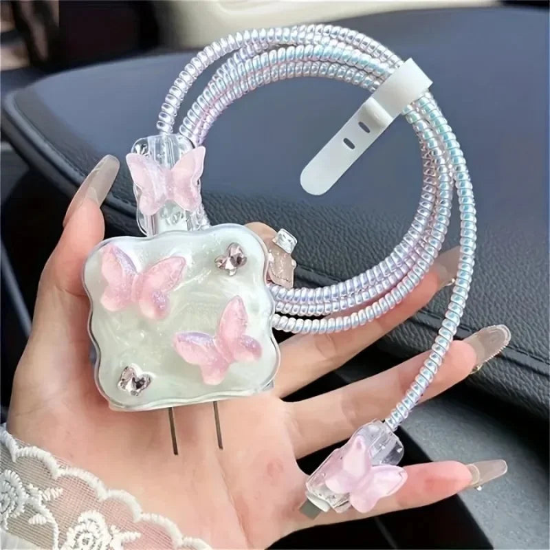 Butterfly Charging Cable Protector Case – Anti-Break Fast Charge Cable Guard for iPhone 18W/20W Data & Charger Protection Rope
