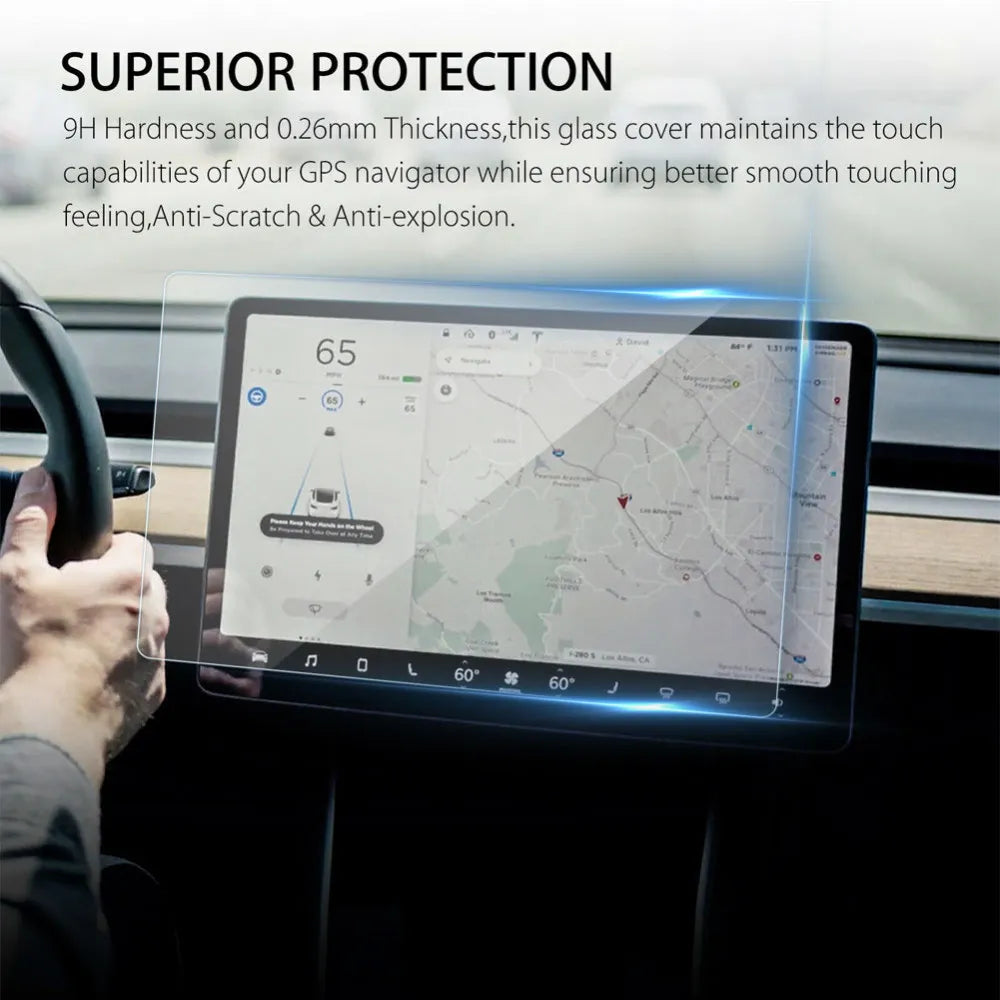 Touch Screen Protector for Tesla Model 3/Y — 15-Inch Tempered Glass Film for Center Control Screen & Navigation Protection