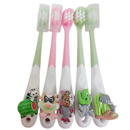 3PCS Italian Brainrot Tung Kids Toothbrushes — Soft Bristle Anime Cartoon Toothbrush for Children Ages 2-12