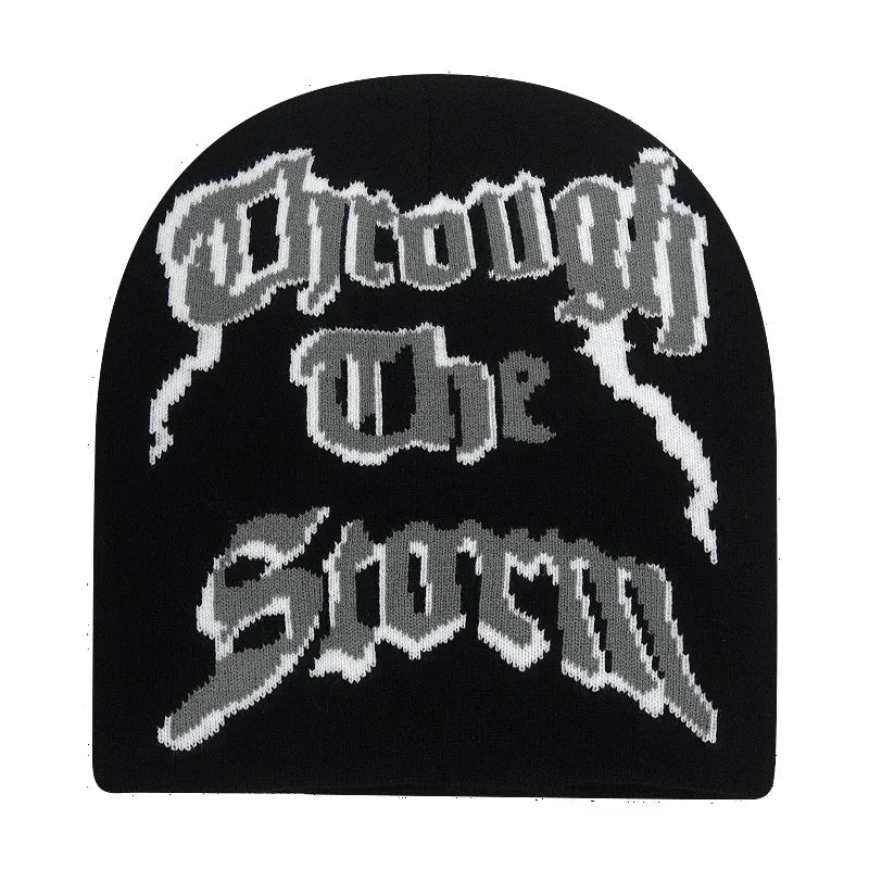 Y2K Letter Knitted Beanie Cap – Unisex Winter Autumn Warm Ski Skullcap, Hip Hop Streetwear Ear Cover Hat for Men & Women
