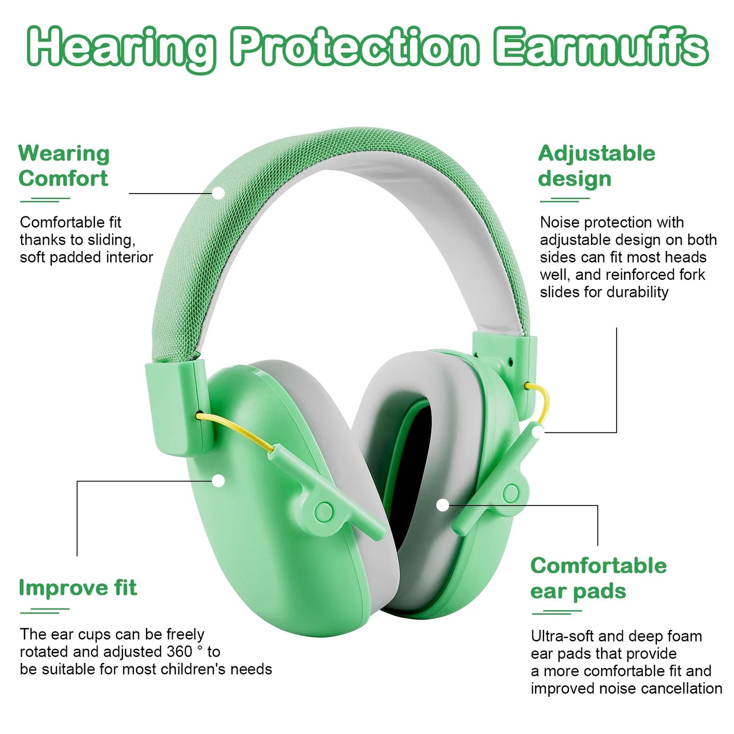 Adjustable Kids Noise Reduction Earmuffs – Baby Ear Protection with 25dB NRR Safety Muffs