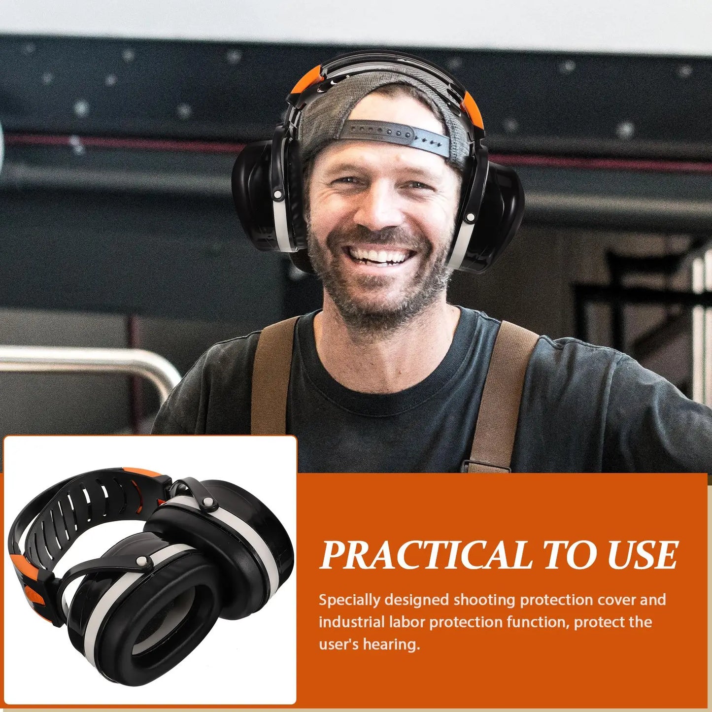 Adjustable Noise-Reducing Ear Muffs - Soundproof Industrial Hearing Protection Headphones in Black