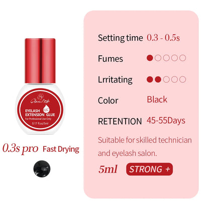 GLAMLASH Eyelash Extension Glue — 0.3-2 Sec Fast-Dry Black Adhesive for Individual False Lashes, Professional Kit