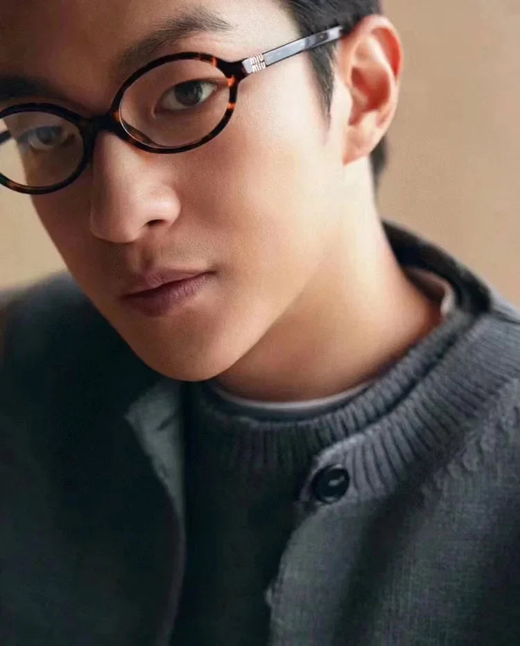 Zhang Yuan Vintage Oval Glasses — English Version Luminous Frame for Men & Women, Fashionable Bookworm Style Eyewear