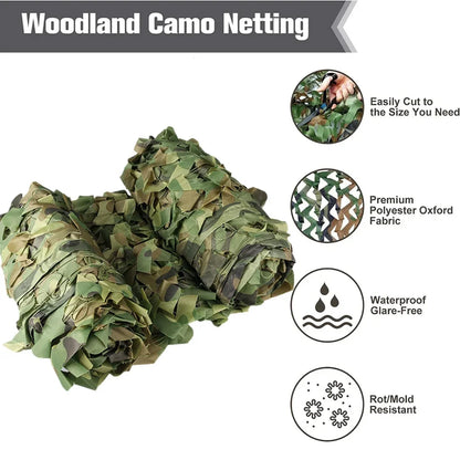 4Mx5M/4Mx6M Hunting Camouflage Net - Woodland Camo Shade Shelter for Camping, Vehicles, Privacy & Outdoor Use