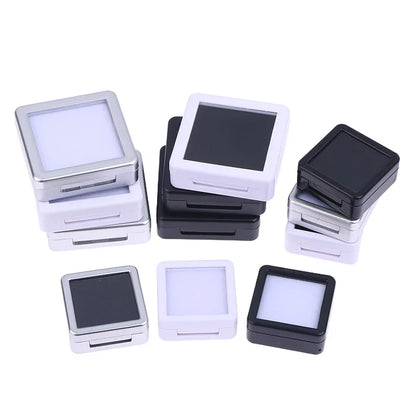 Transparent Glass Lid Gem Storage Box – Jewelry Display Case for Diamonds, Gemstones & Pendants Holder Container