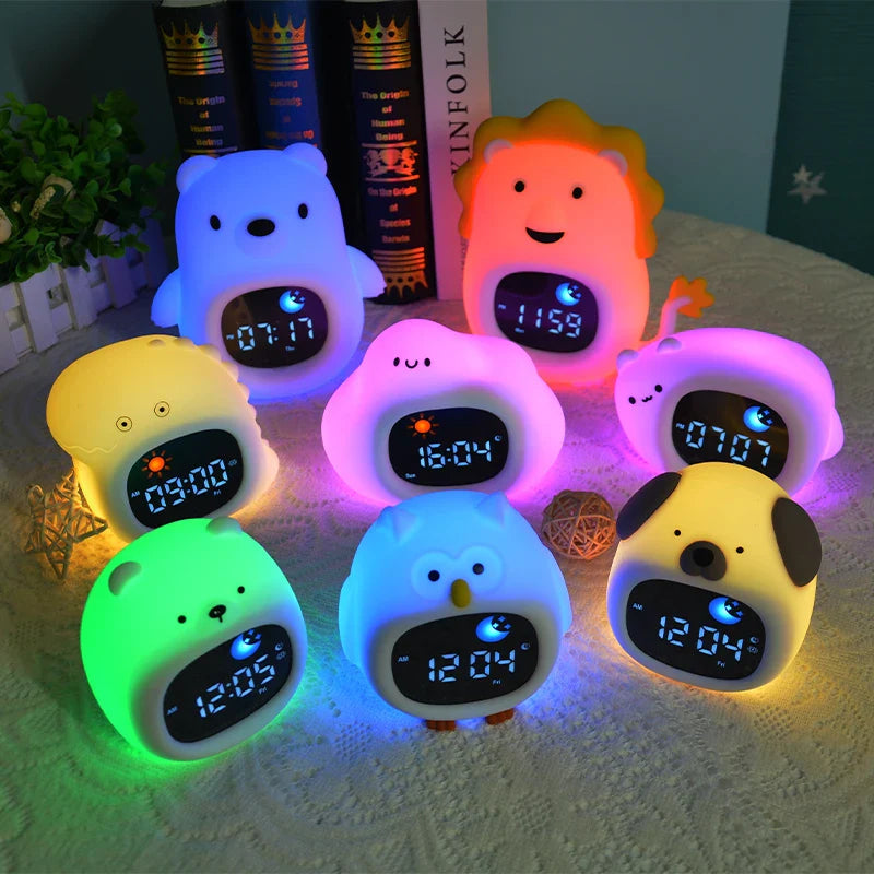 Cat Night Light Alarm Clock – LED Musical Sleep Training Clock for Kids & Babies