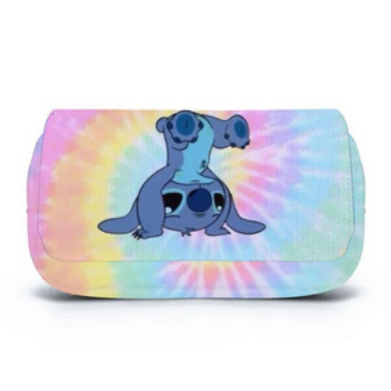 Anime Stitch Fully Printed Flap Pencil Case – Cartoon Stationery Bag for Primary & Secondary Students
