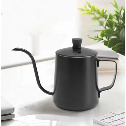 350ML Stainless Steel Gooseneck Coffee Brewer Pot – Drip Kettle with Lid & Hanging Handle for Precision Pour Over Coffee Brewing