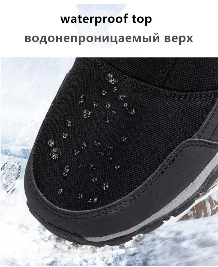 Large Winter Men’s Boots – Warm Plush Ankle High-Top Snow Boots, Sweat-Wicking Outdoor Sneakers