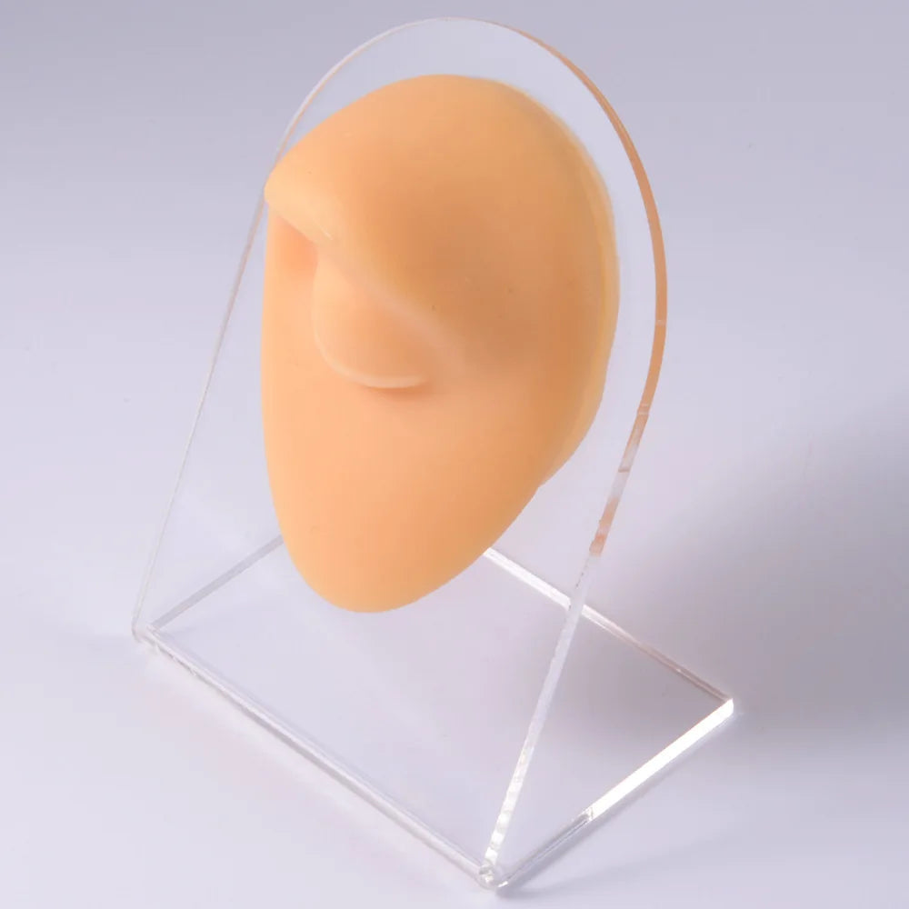 Soft Silicone 1:1 Simulation Body Piercing Practice Model – Ear, Nose, Navel & Nipple Display Stand for Jewelry Training & Teaching Accessories