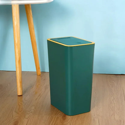 10L Bathroom Trash Can — Small Plastic Wastebasket with Press Top Lid for Toilet, Bedroom & Living Room