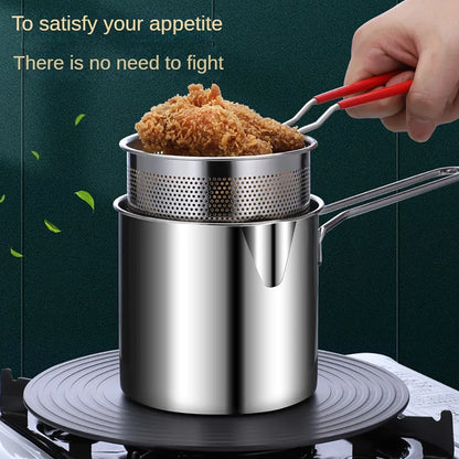Stainless Steel Fry Basket – Small Tempura & Deep Fry Pot for French Fries & Chicken