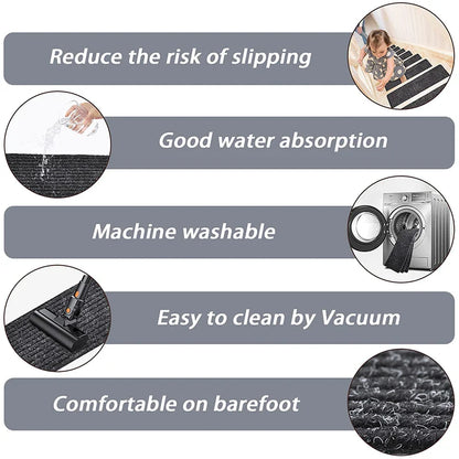 20x76cm Soft Stair Mat – Self-Adhesive Non-Slip Water Absorption Carpet Protector, Variety Pattern Rug for Stairs