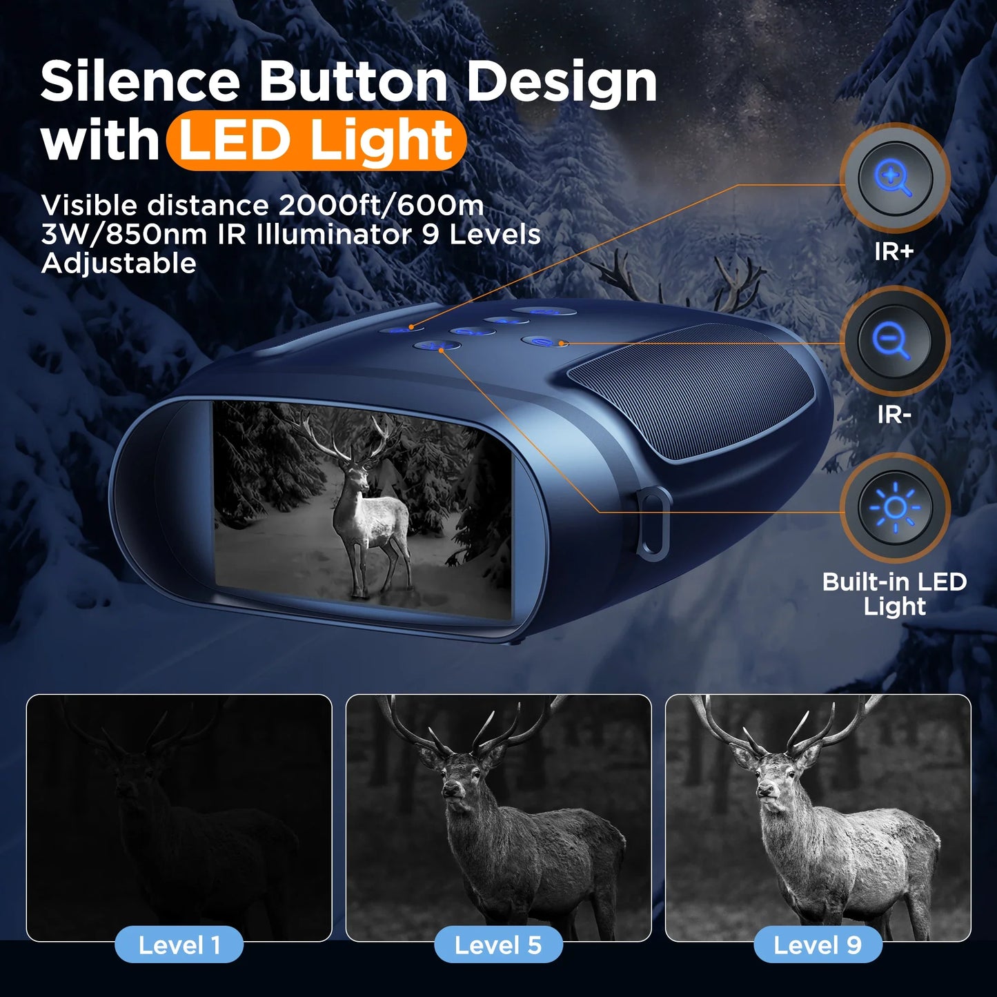 10X Digital Night Vision Binoculars | 9-Level Infrared, 600M Visibility in Darkness with 5000mAh Rechargeable Battery