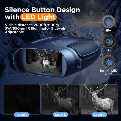 10X Digital Night Vision Binoculars | 9-Level Infrared, 600M Visibility in Darkness with 5000mAh Rechargeable Battery