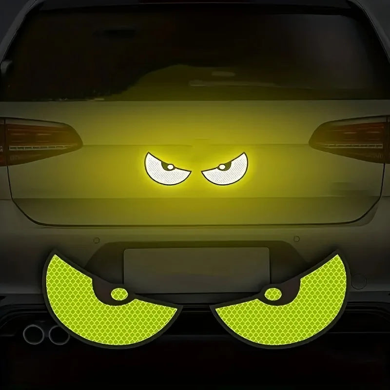 2PCS Demon Eye Reflective Stickers — Car & Motorcycle Safety Decals to Improve Night Visibility