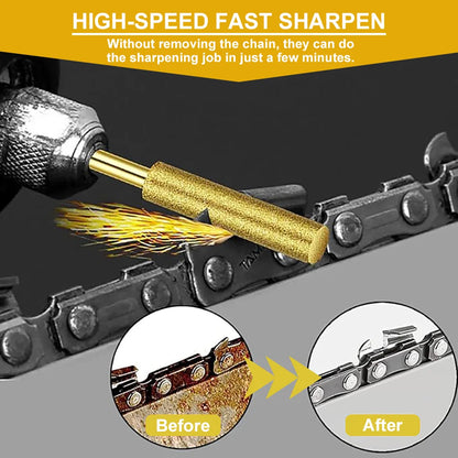 18PCS Diamond Coated Chainsaw Sharpener Set – 4/4.8/5.5mm Cylindrical Burr Grinding & Engraving Titanium Chain Saw Sharpening Tools