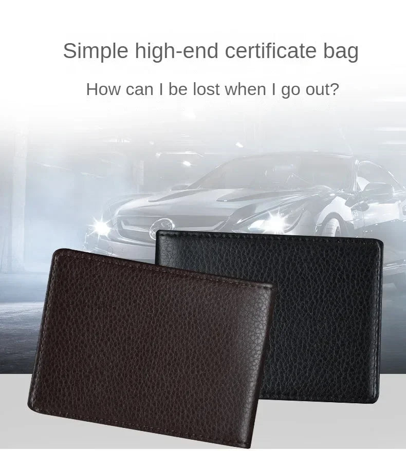 PU Leather Driver License Holder — Car Document Wallet for ID, Pass, Certificate, and Card Storage
