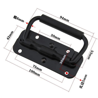 Iron Spring Handle | Black Folding Handle for Luggage, Tool Boxes, Industrial Equipment, and Cabinets