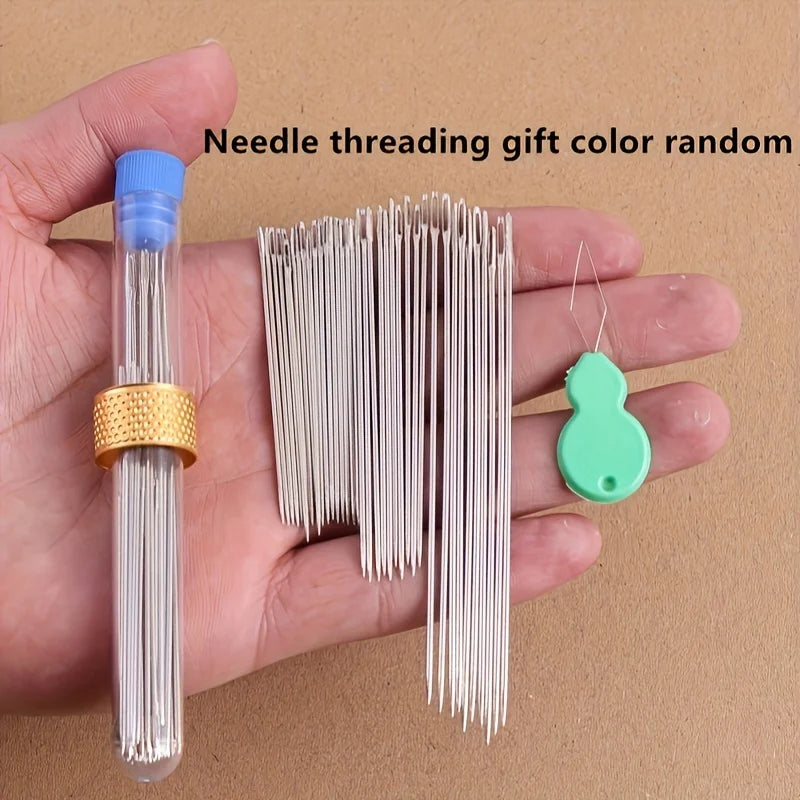 40PCS Large Eye Sewing Needles Set – Long Thick DIY Hand Stitching Tools for Elderly, Easy Threading Embroidery & Household Sewing