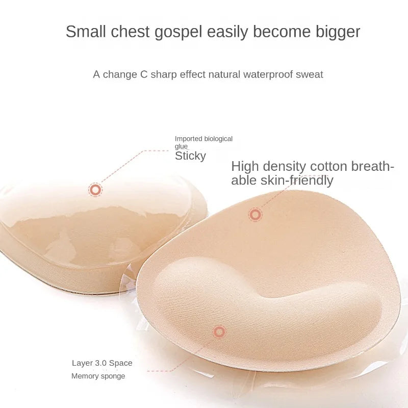 3D Thicken Chest Pads Bikini Set – Push-Up Padded Swimsuit with Silicone Bra Pads & Nipple Cover for Women