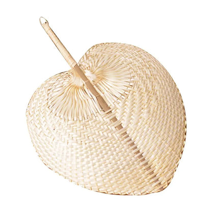 1pcs Pure Handmade DIY Heart Shaped Bamboo Woven Fan - Chinese Style Summer Cooling Fan, Mosquito Repellent Hand Fans