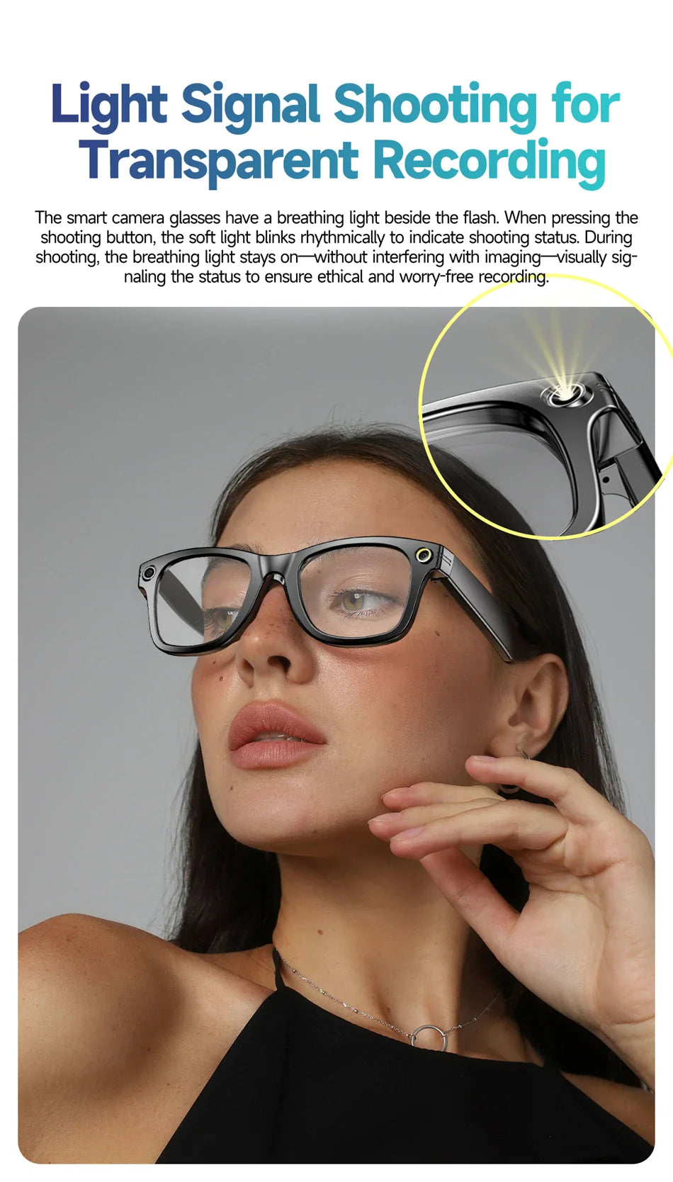 LIGE Smart Glasses — AI Camera Sunglasses with BT Call, Music, Touch Control, Voice Assistant, Video & Sound Recording, WiFi Transmission