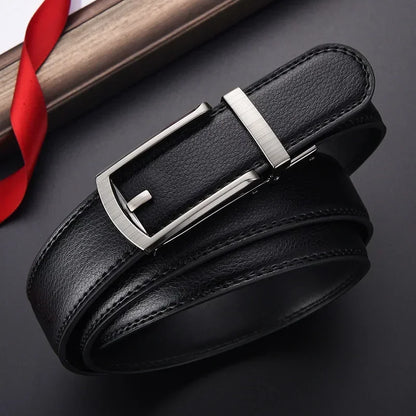 Men’s Luxury Click Belt – Genuine Leather Automatic Alloy Buckle for Business & Jeans