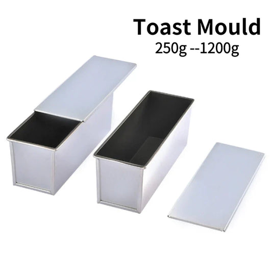 Aluminum Alloy Non-Stick Toast and Bread Loaf Pan – Black Cake Mold with Lid, Available in 250g to 1000g Sizes