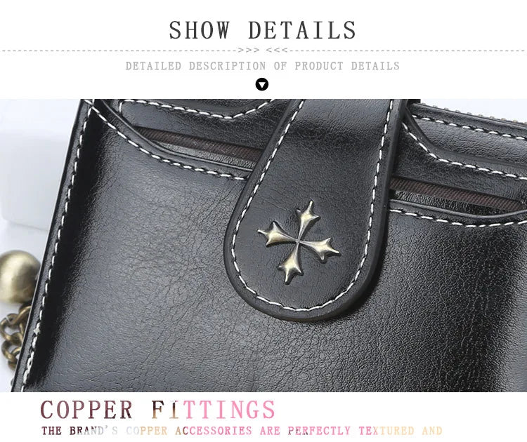 Women’s PU Leather Wallet — Short Hasp Coin & Card Holder, Small Money Bag Clutch in Blue & Red