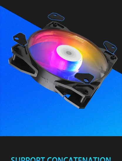 TEUCER P16 120mm RGB PC Case Fan – Silent 4-Pin CPU Cooler with Rainbow Lighting