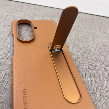 Luxury Leather Kindsuit Phone Case for Samsung Galaxy Z Fold 7 5G – Soft Touch Full-Body Protective Cover with Stand