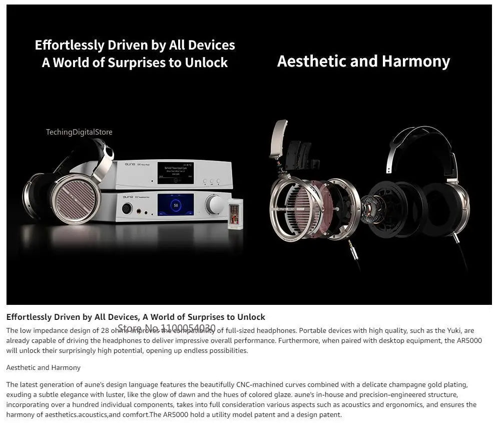Original Aune AR5000 Full-Size Open-Back Headphones - MLD Dynamic Driver, Hi-Fi, Hi-Res Audiophile Sound