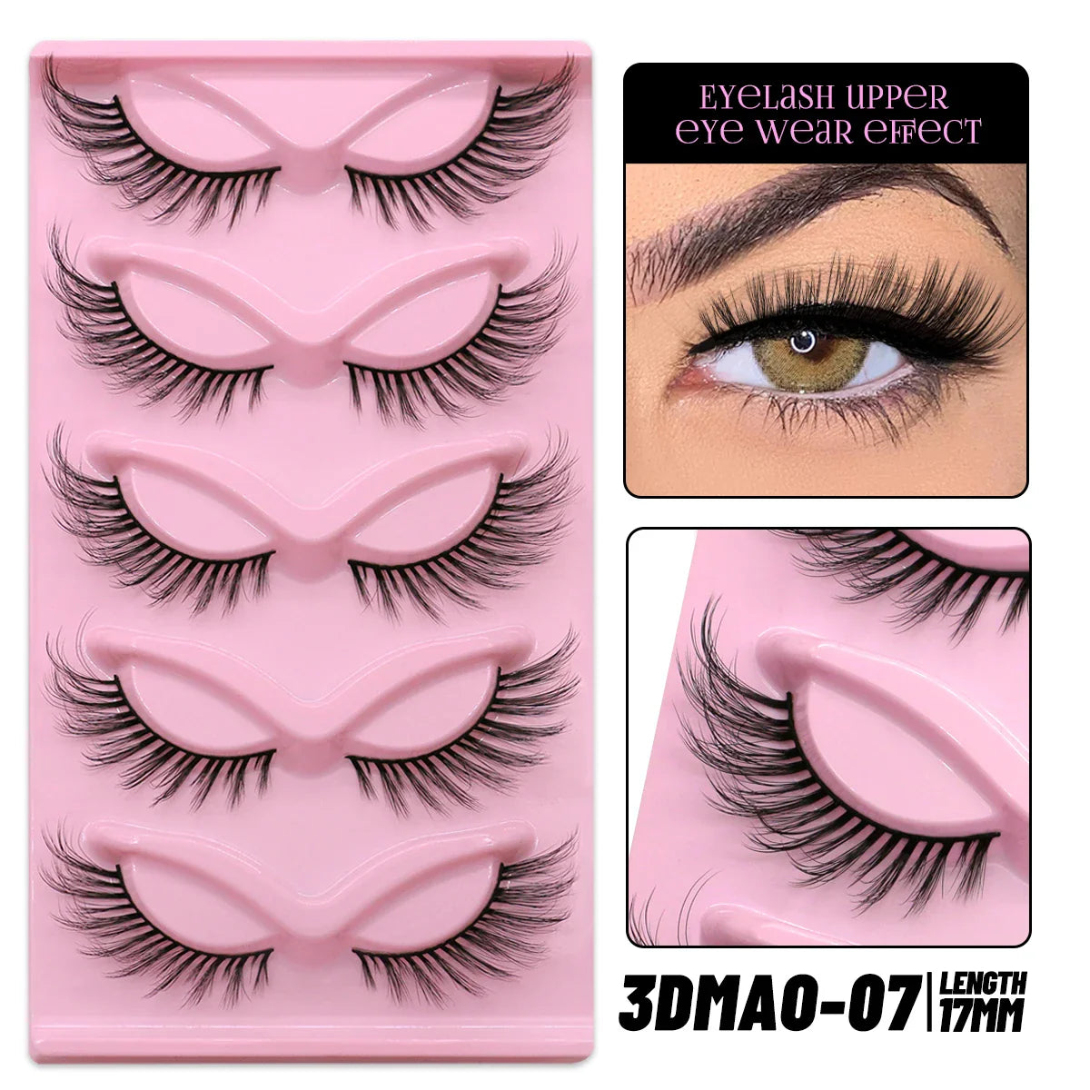 GROINNEYA Cat Eye False Eyelashes – Natural Long Clear Band Winged End Faux Mink Lashes for Eye-Enhancing Makeup