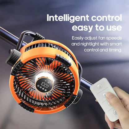 KINSCOTER 6-in-1 Portable Camping Fan — 20000mAh Rechargeable Outdoor Fan with 4 Speeds, Hook & LED Light