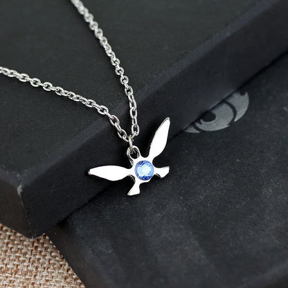 Silver Butterfly Crystal Necklace – Unisex Cosplay Jewelry Gift for Women & Men