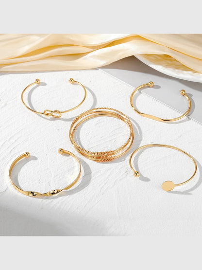 5Pcs IPARAM Punk Multilayer Adjustable Twist Bracelet Set for Women – Elegant Sparkling Bangles & Couple Gift Jewelry