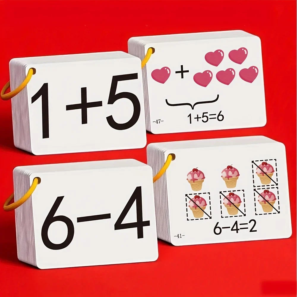 Addition & Subtraction Math Cards - 132-Piece Mental Arithmetic Learning Set for Kids
