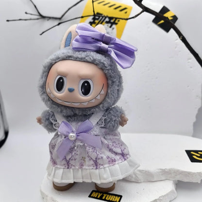 17cm Labubu POP MART Blind Box Doll Clothes – Cute Princess Dress with Suspenders Skirt (Clothes Only)